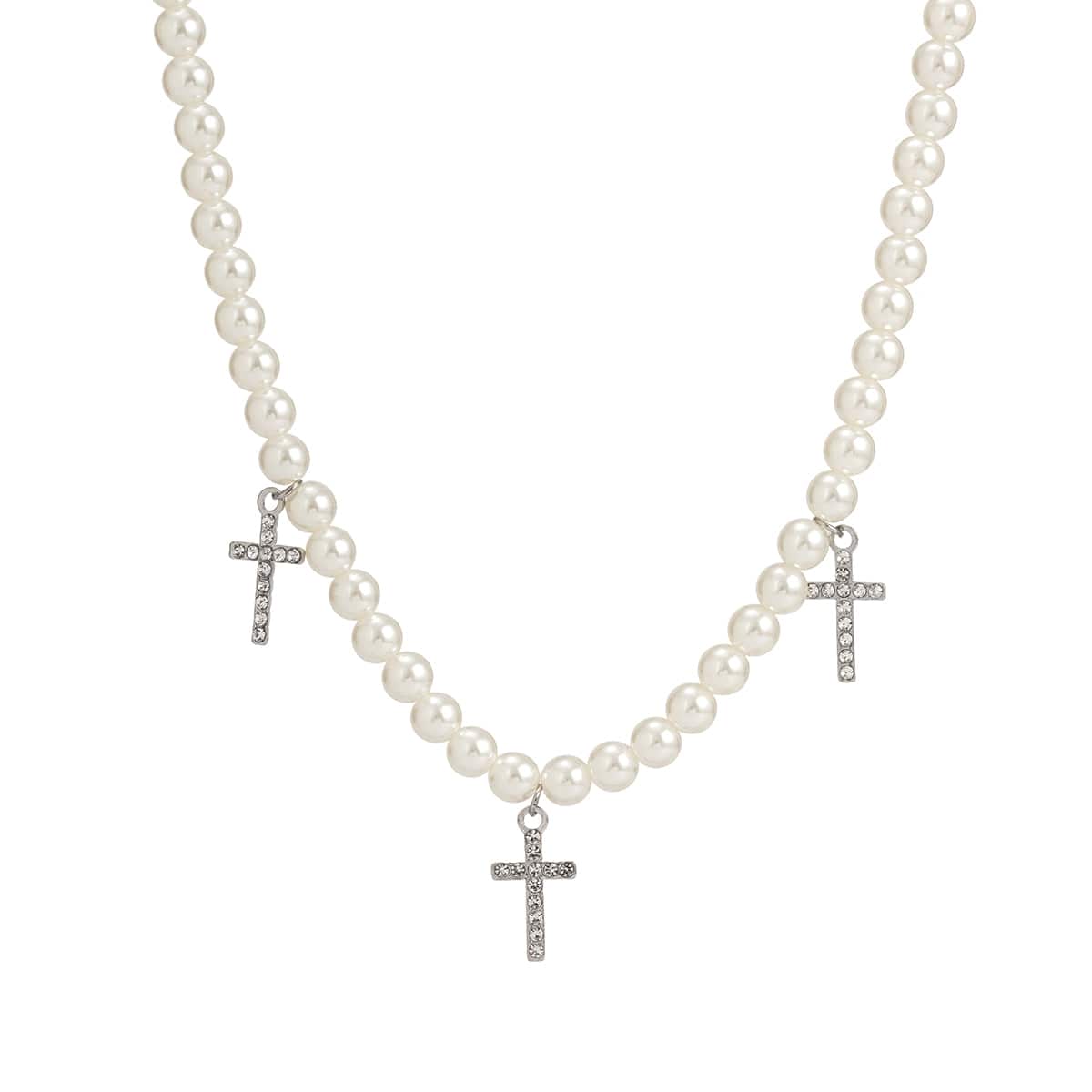 CRAFTD London ネックレス ICED CROSS REAL PEARL NECKLACE Iced Cross Pendant Pearl Necklace – Iced Up London