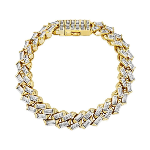 Iced Up London Bracelet 18K Gold Plated / 7inch Iced Out Bracelet <br> 12mm Baguette Channel Set <br> (18K Gold)
