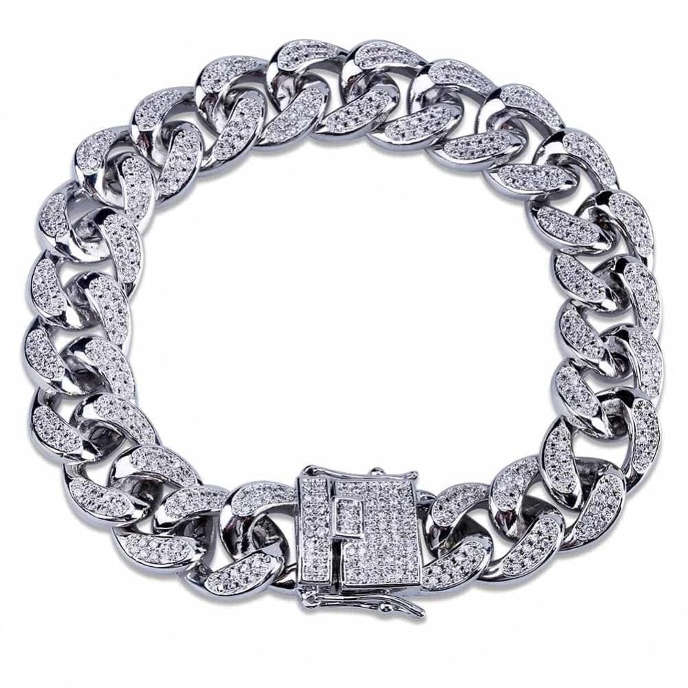 CRAFTDLondon クラフトロンドン PRONG LINK ICED CUBAN BRACELET Prong Link Iced Cuban Bracelet (Silver) 8mm