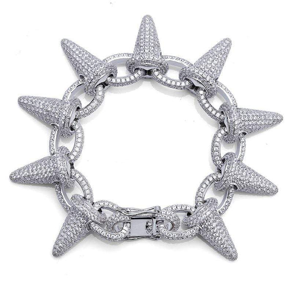 Iced Up London Bracelet White Gold Plated / 7 inch / 18 cm Iced Out Bracelet <br> Spiked <br> (White Gold)