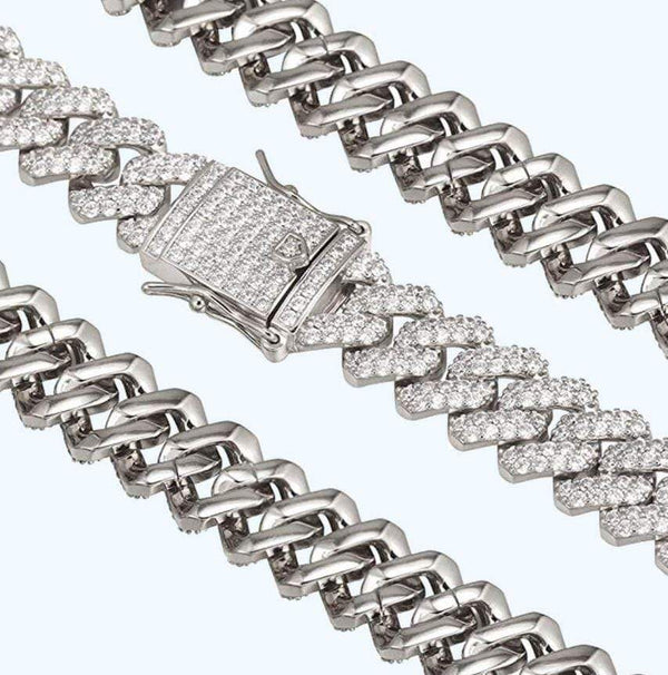 Iced Up London Chain Iced Out Chain <br> 14mm Prong Cuban <br> (White Gold)