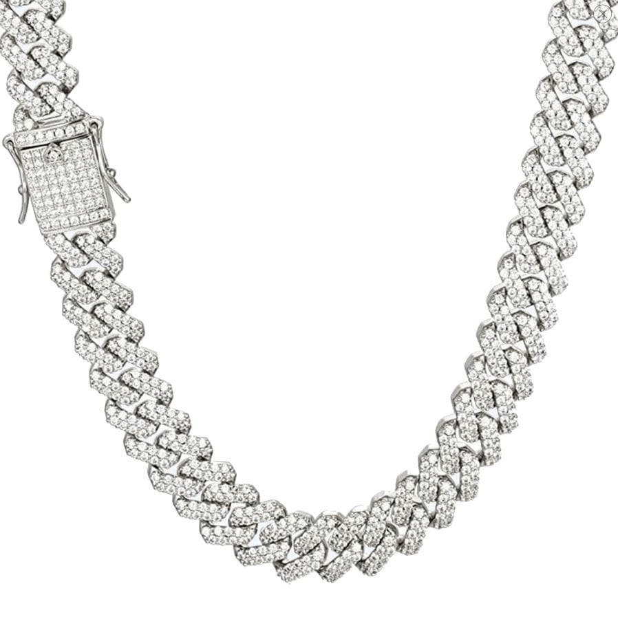 Iced Out Prong Set Cuban Chain (White Gold) | Iced up London