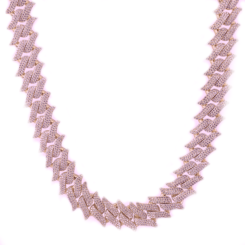Iced Out Spiked Cuban Link Chain Rose Gold Iced Up London