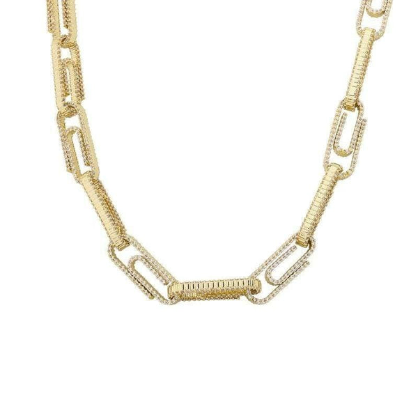Iced Up London Chain 18K Gold Plated / 18inch Iced Out Chain <br> Paper Clip <br> (18K Gold)