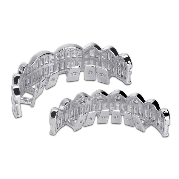 Iced Up London Grillz Iced Out Grillz <br> Baguette <br> (Silver)