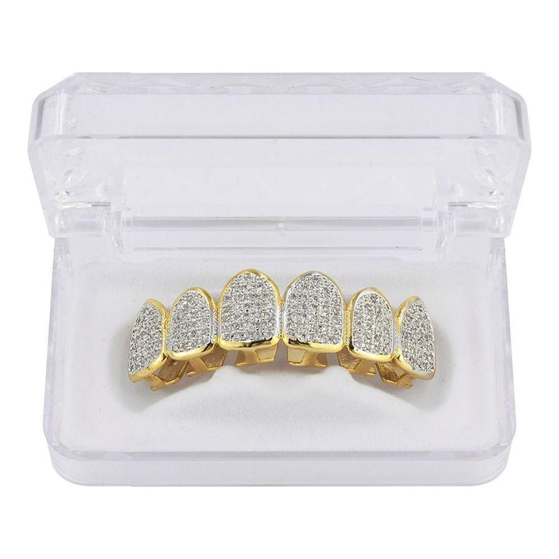 Iced Up London Grillz Gold Top Iced Out Grillz <br> Frozen Teeth <br> (Gold)