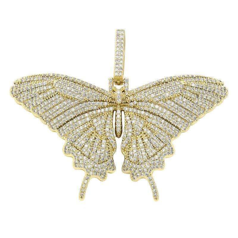 Iced Out Butterfly Pendant (18K Gold) Iced Up London