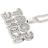 Iced Up London Pendant Iced Out Pendant <br> Custom Bubble Font <br> (White Gold)