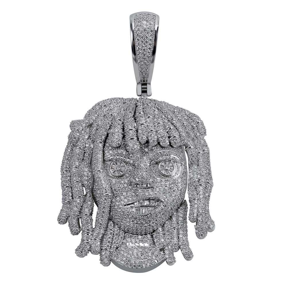 Iced Out Lil Pump Pendant (White Gold) Iced Up London