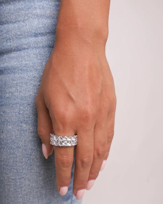Iced Up London Ring Iced Out Ring <br> 2 Row Tennis <br> (White Gold)