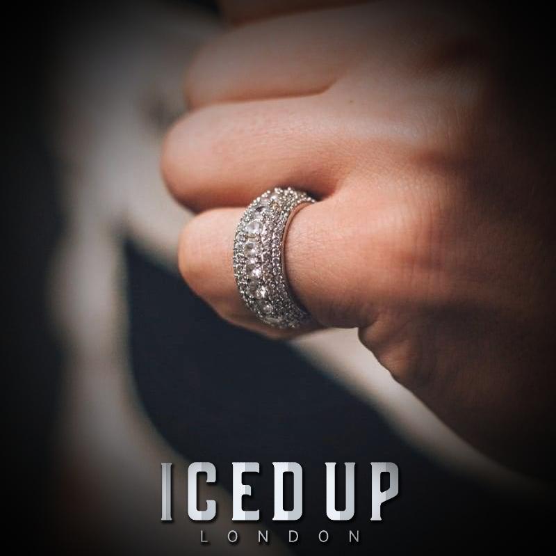 Iced Up London Ring Iced Out Ring <br> 5 Row Tennis <br> (White Gold)