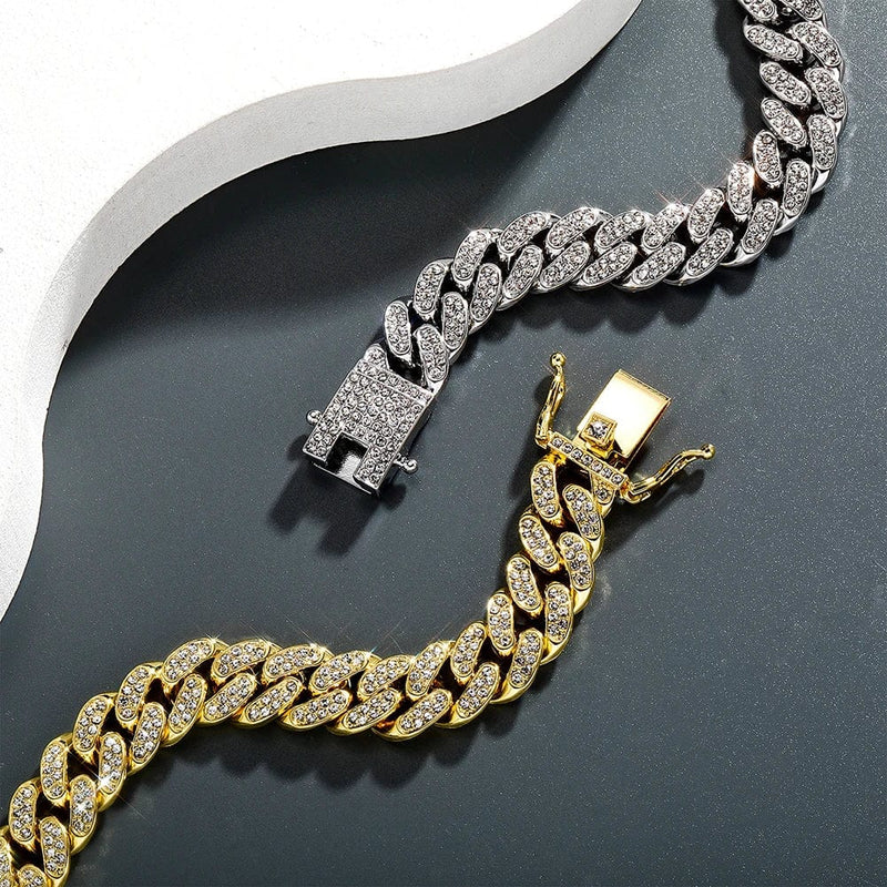 Iced Up London 12MM Diamond Cuban Link Bracelet - White Gold