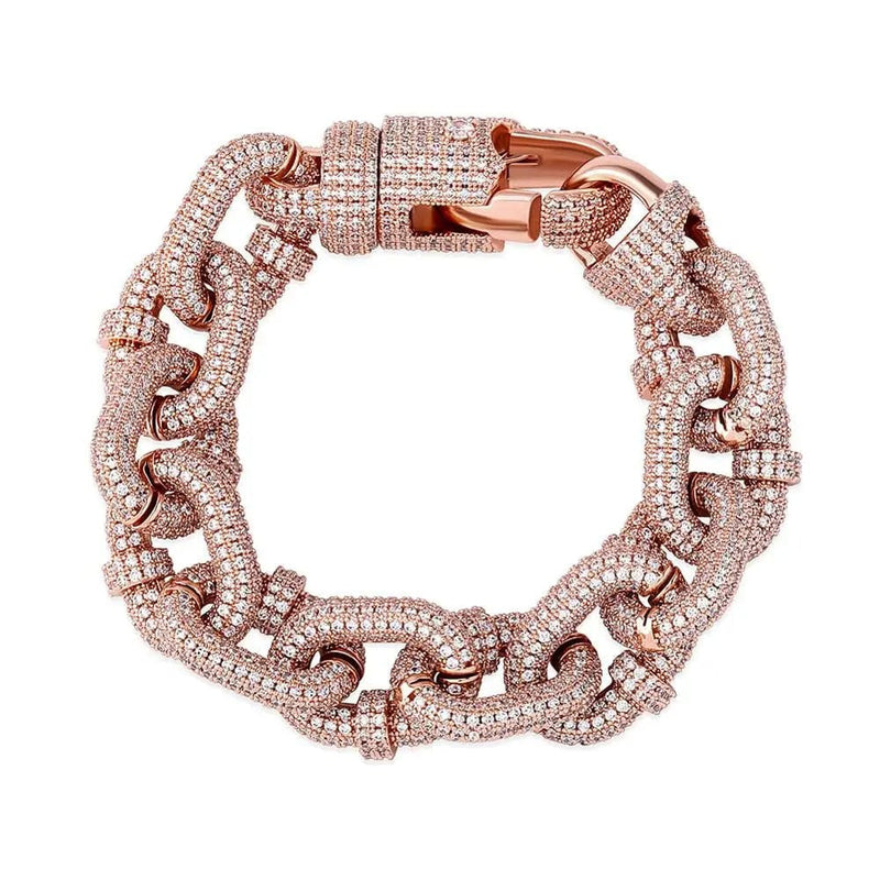 Iced Up London 17mm Diamond Cuban Bracelet - Rose Gold