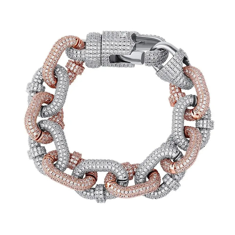 Iced Up London 17mm Diamond Cuban Bracelet - Two Tone