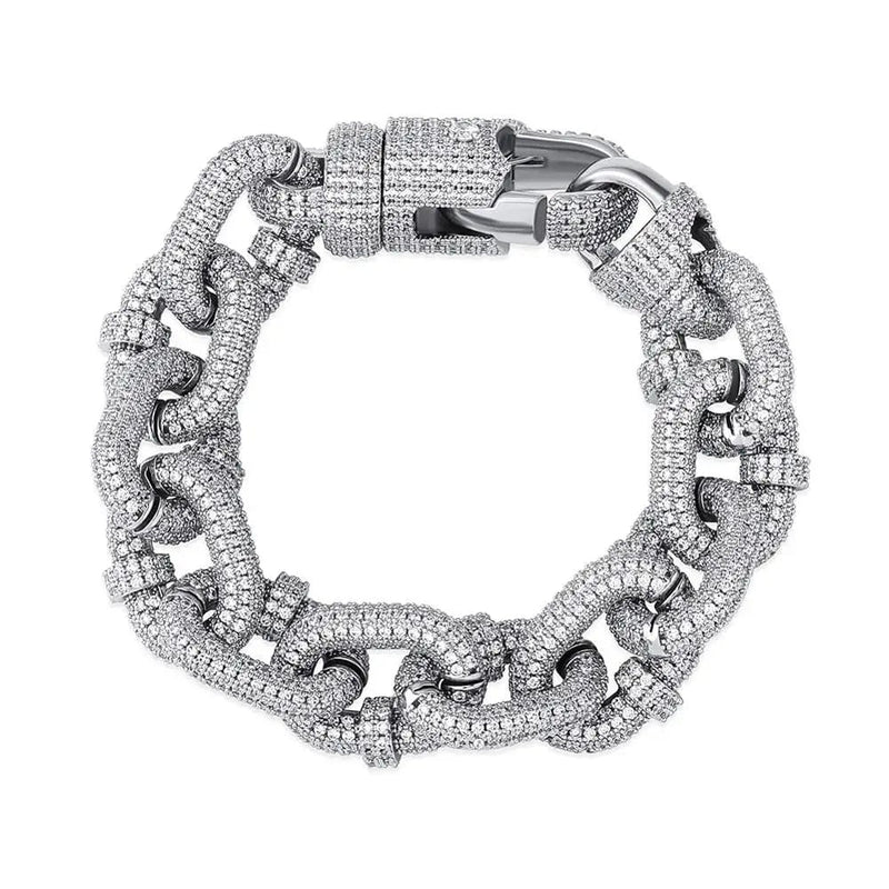 Iced Up London 7inch 17mm Diamond Cuban Bracelet - White Gold