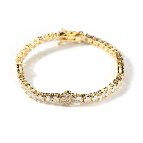 Iced Up London 18K Gold Plated / 20inch necklace 4mm Golden Clover Tennis Bracelet (18K Gold)