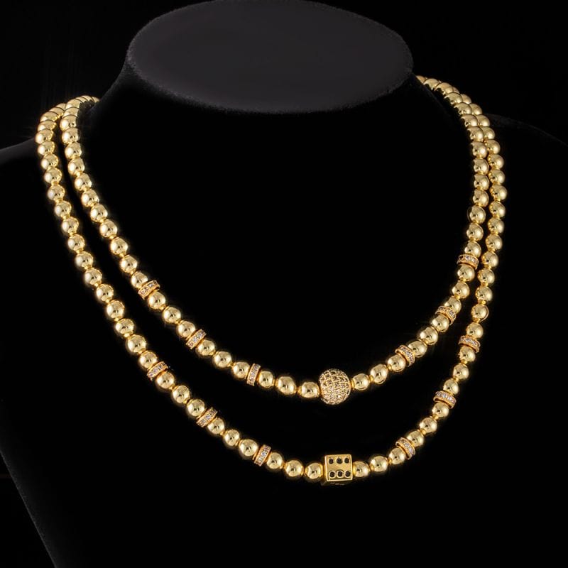 Iced Up London Golden Bead/Dice Necklace