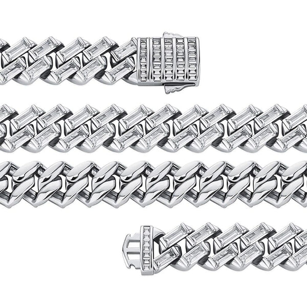 Iced Up London Bracelet Iced Out Bracelet <br> 12mm Baguette Channel Set <br> (White Gold)