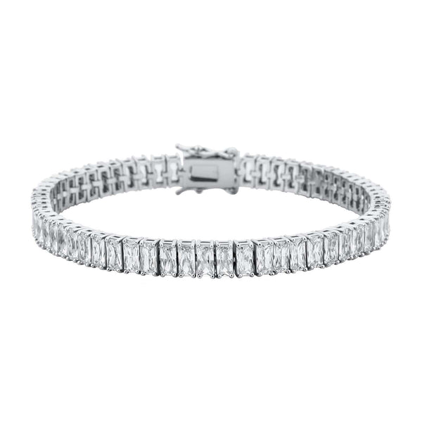 Iced Up London Bracelet White Gold Plated / 7inch Iced Out Bracelet <br> 8mm Baguette Tennis <br> (White Gold)