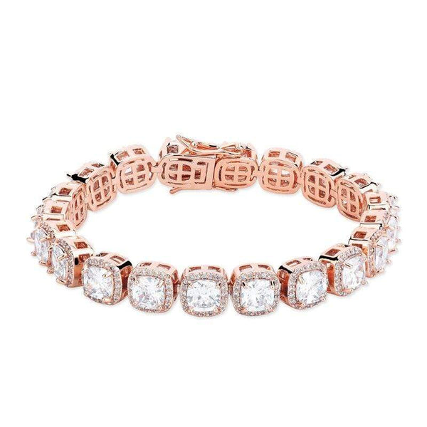 Iced Up London Bracelet Rose Gold Plated / 7.5 inch / 19 cm Iced Out Bracelet <br> Clustered Tennis <br> (Rose Gold)