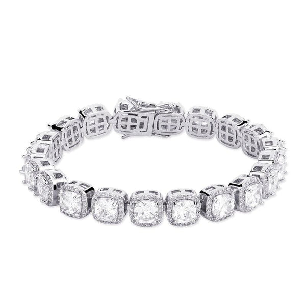 Iced Up London Bracelet White Gold Plated / 7.5 inch / 19 cm Iced Out Bracelet <br> Clustered Tennis <br> (White Gold)