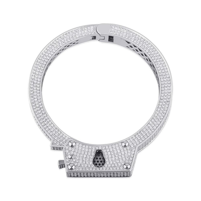 Iced Up London Silver / China Iced Out Bracelet <br> Handcuff <br> (White Gold)