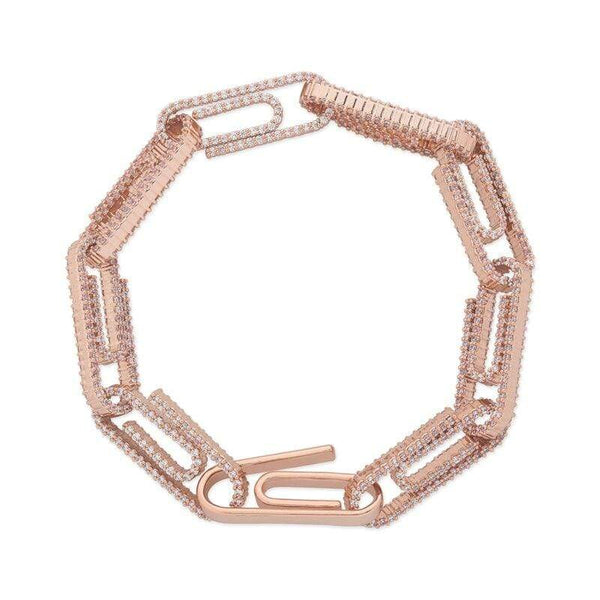 Iced Up London Bracelet Rose-Gold Plated / 7inch / 18cm Iced Out Bracelet <br> Paper Clip <br> (Rose Gold)