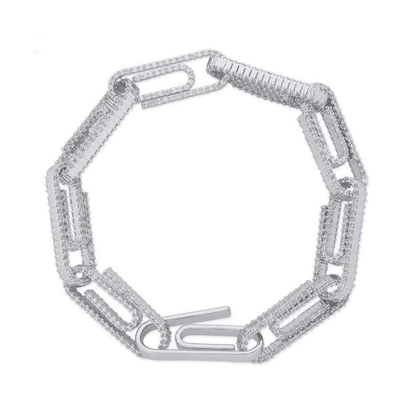 Iced Up London Bracelet White Gold Plated / 7inch / 18cm Iced Out Bracelet <br> Paper Clip <br> (White Gold)