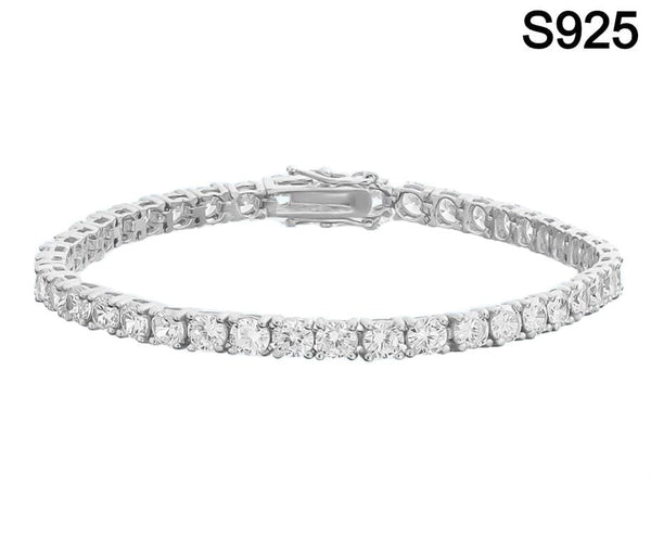 Iced Up London Bracelet White Gold Plated / 7 inch / 18 cm Iced Out Bracelet <br> S925 Tennis 3mm <br> (White Gold)