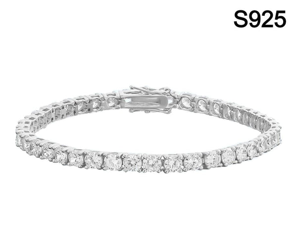Iced Up London Bracelet White Gold Plated / 7 inch / 18 cm Iced Out Bracelet <br> S925 Tennis 4mm <br> (White Gold)