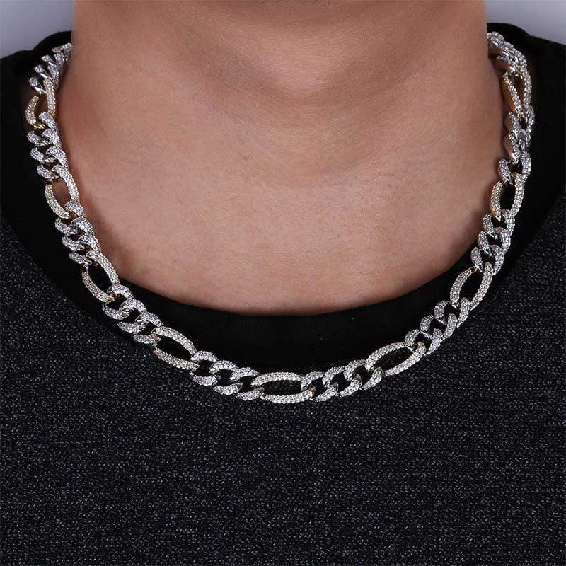 Iced Up London Chain Iced Out Chain <br> 10MM Figaro Link <br> (White Gold)
