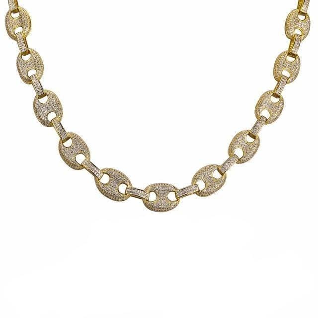 Iced Up London Chain 18K Gold Plated / 18inch Iced Out Chain <br> 12mm Gucci Link <br> (18K Gold)