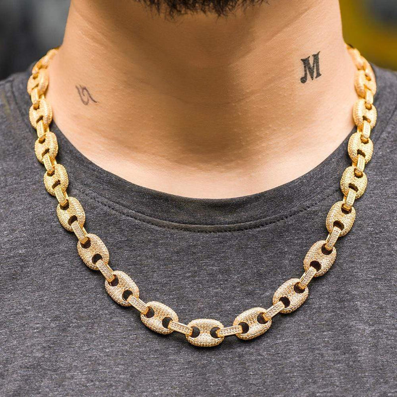 Iced Up London Chain Iced Out Chain <br> 12mm Gucci Link <br> (18K Gold)