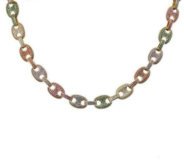 Iced Out Gucci Link Chain (Rainbow Gold) Iced Up london – Iced