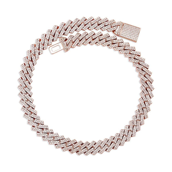 Iced Up London Rose Gold Plated / 14inch Iced Out Chain <br> 12mm Prong Cuban <br> (Rose Gold)