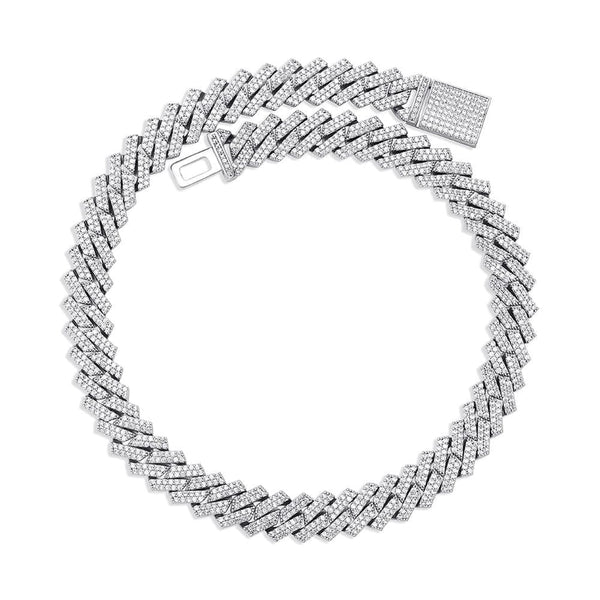 Iced Up London White Gold Plated / 14inch Iced Out Chain <br> 12mm Prong Cuban <br> (White Gold)