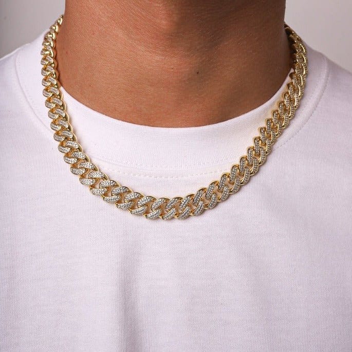 Iced Out Cuban Link Chain (18K Gold) | Iced Up London