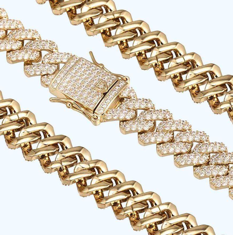 Iced Up London Chain Iced Out Chain <br> 14mm Prong Cuban <br> (18K Gold)