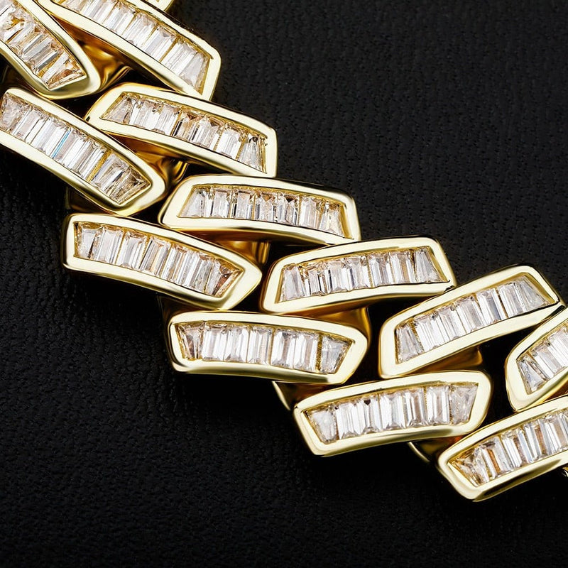 Iced Up London Iced Out Chain <br> 18mm Baguette Prong Cuban Link <br> (14K Gold)