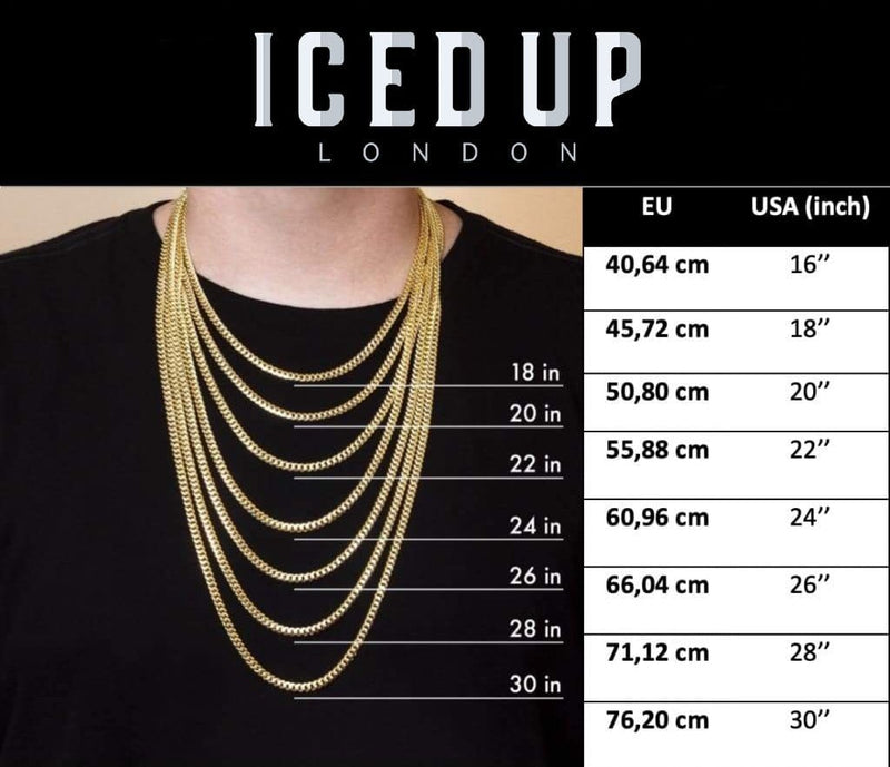 Iced Up London Iced Out Chain <br> 18mm Baguette Prong Cuban Link <br> (14K Gold)