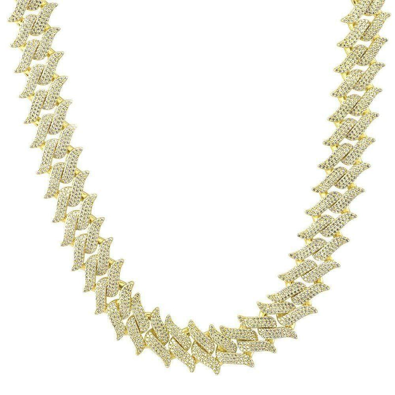 Iced Up London Chain 18K Gold Plated / 18inch Iced Out Chain <br> 20mm Spiked Cuban <br> (18K Gold)
