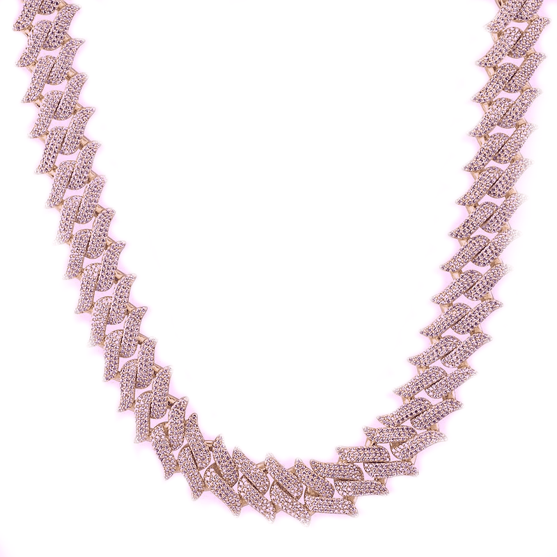 Iced Up London Chain Rose Gold Plated / 18inch Iced Out Chain <br> 20mm Spiked Cuban <br> (Rose Gold)
