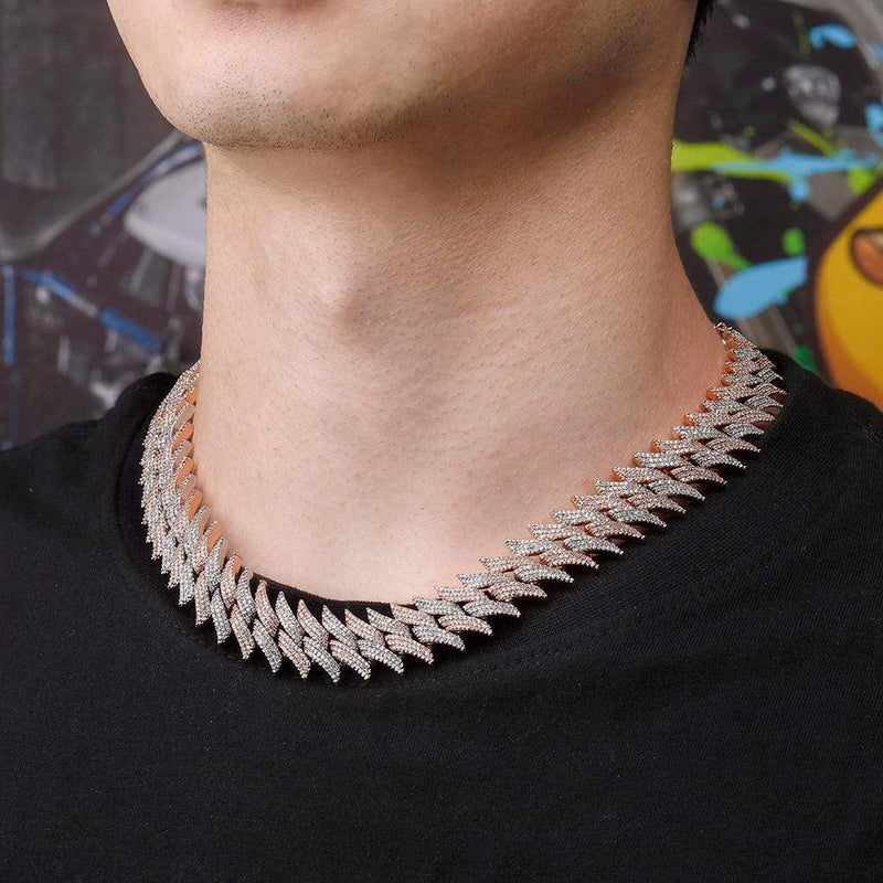 Iced Up London Chain Iced Out Chain <br> 20mm Spiked Cuban <br> (Rose Gold)