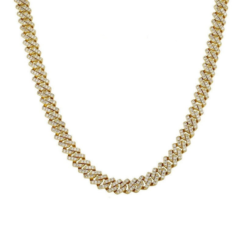 Iced Up London 14K Gold Plated / 14inch Iced Out Chain <br> 8mm Prong Cuban <br> (14K Gold)