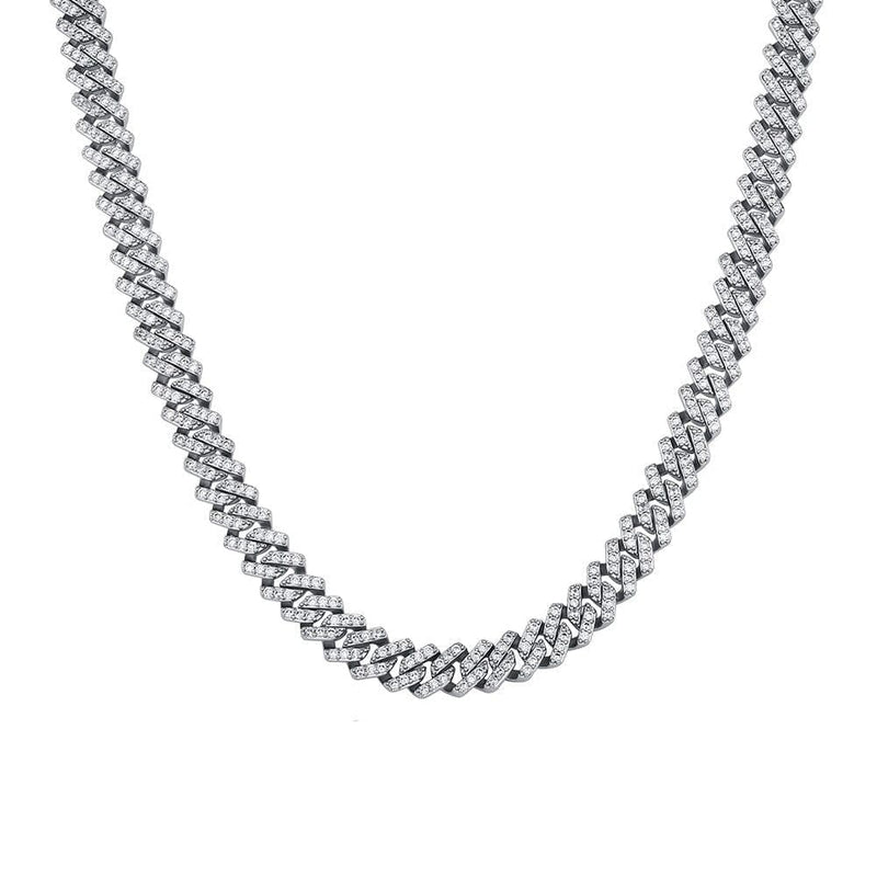 Iced Up London White Gold Plated / 14inch Iced Out Chain <br> 8mm Prong Cuban <br> (White Gold)