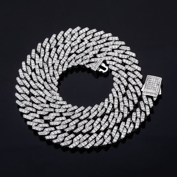 Iced Up London Iced Out Chain <br> 8mm Prong Cuban <br> (White Gold)