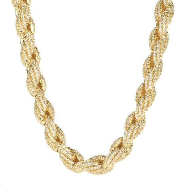 Iced Up London Chain 18K Gold Plated / 18 inch Iced Out Chain <br> 8mm Rope <br> (18K Gold)