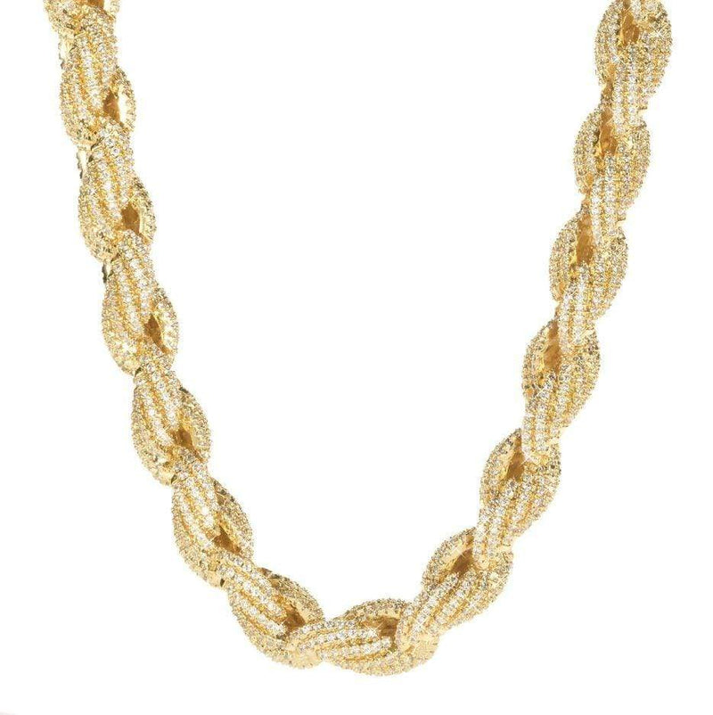 Iced Up London Chain 18K Gold Plated / 18 inch Iced Out Chain <br> 8mm Rope <br> (18K Gold)