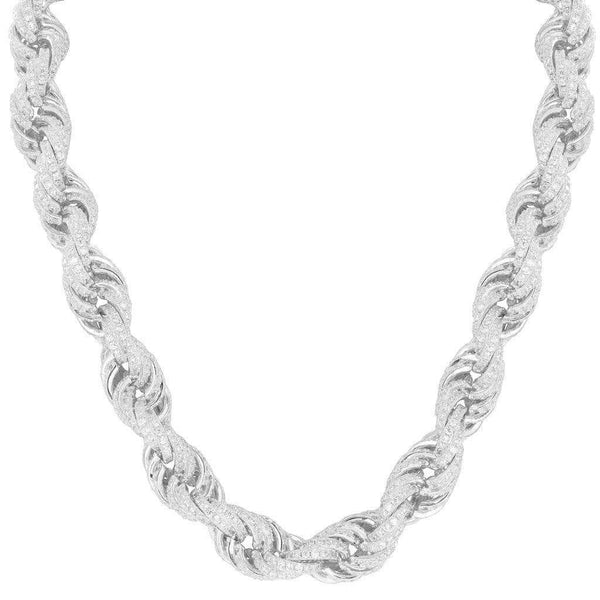 Iced Up London Chain White Gold Plated / 18 inch Iced Out Chain <br> 8mm Rope <br> (White Gold)