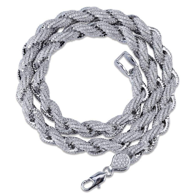Iced Up London Chain Iced Out Chain <br> 8mm Rope <br> (White Gold)